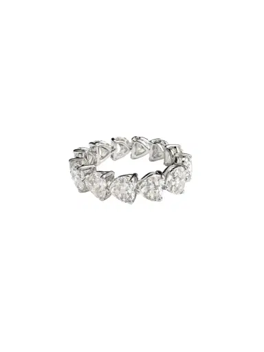 Wish Fine Jewelry Diamond 18K Gold Heart Eternity Ring | Thumbnail 1 Wish Fine Jewelry Diamond 18K Gold Heart Eternity Ring | Thumbnail 1