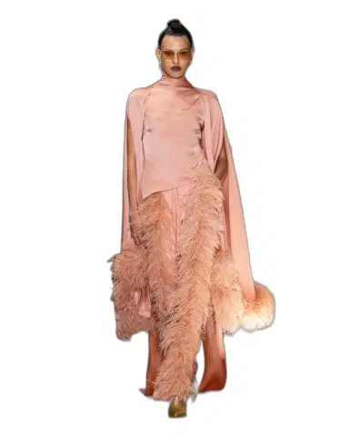 LAPOINTE Satin Cape Sleeve Top With Feathers | Thumbnail 1