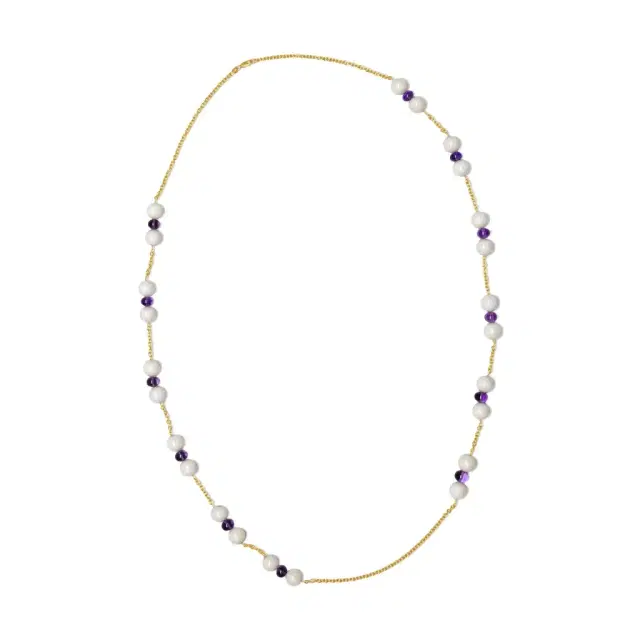 GOSHWARA Goshwara Beyond 18K Yellow Gold Amethyst & White Coral Beads Necklace by The Solist