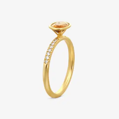 GOSHWARA Goshwara Gossip 18K Yellow Gold Diamond and Oval Citrine Ring Sz. 6 by The Solist | Thumbnail 2