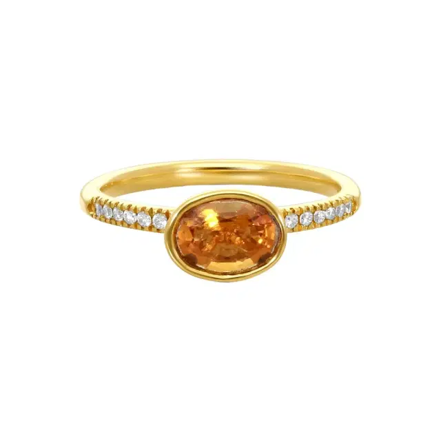 GOSHWARA Goshwara Gossip 18K Yellow Gold Diamond and Oval Citrine Ring Sz. 6 by The Solist