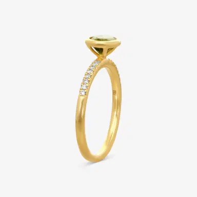 GOSHWARA Goshwara Gossip 18K Yellow Gold Diamond and Oval Peridot Ring Sz. 6 by The Solist | Thumbnail 2