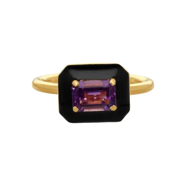 GOSHWARA Goshwara Queen 18K Yellow Gold Amethyst Enamel Ring Sz. 6.75 by The Solist