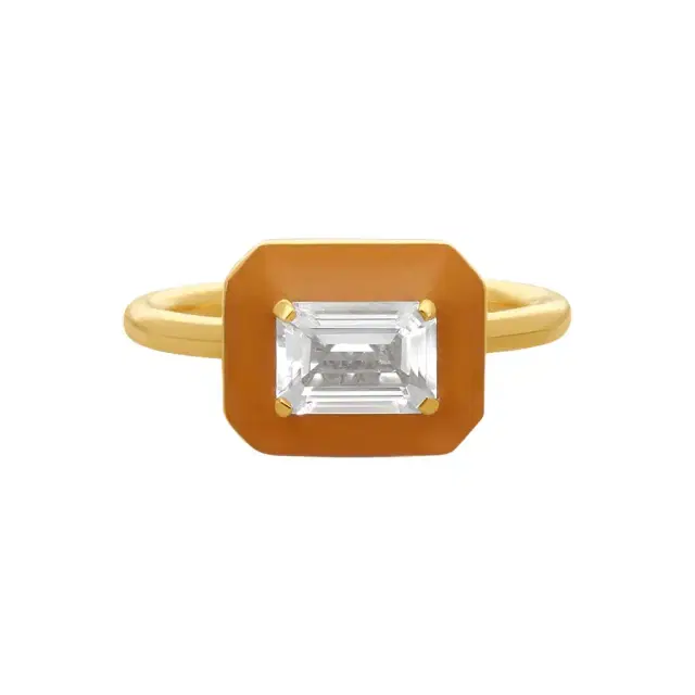 GOSHWARA Goshwara Queen 18K Yellow Gold Enamel & Rock Crystal Ring Sz. 6.75 by The Solist