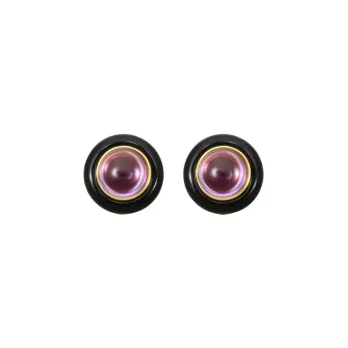 GOSHWARA Goshwara Rock n Roll 18K Yellow Gold Amethyst & Onyx Cabochon Studs by The Solist | Thumbnail 1