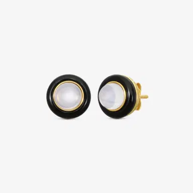GOSHWARA Goshwara Rock n Roll 18K Yellow Gold Moon Quartz & Onyx Cabochon Studs by The Solist | Thumbnail 2