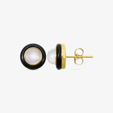 GOSHWARA Goshwara Rock n Roll 18K Yellow Gold Moon Quartz & Onyx Cabochon Studs by The Solist | Thumbnail 3
