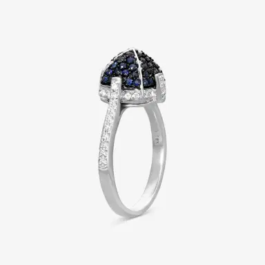 GOSHWARA Goshwara Sugarloaf 18K White Gold Diamond and Sapphire Ring Sz. 6 by The Solist | Thumbnail 2