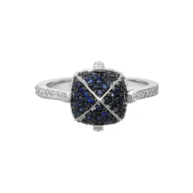 GOSHWARA Goshwara Sugarloaf 18K White Gold Diamond and Sapphire Ring Sz. 6 by The Solist | Thumbnail 1