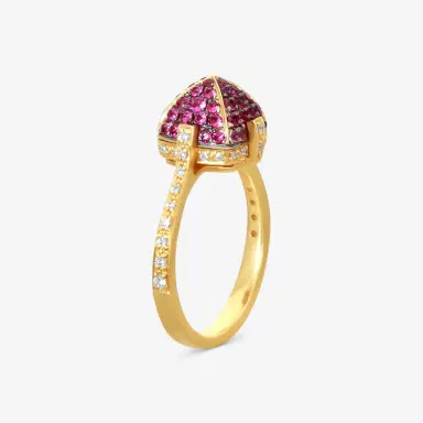 GOSHWARA Goshwara Sugarloaf 18K Yellow Gold Diamond and Ruby Ring Sz. 6.5 by The Solist | Thumbnail 2