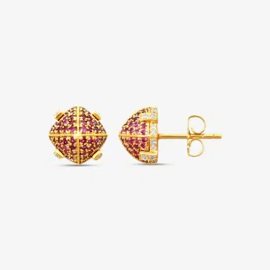 GOSHWARA Goshwara Sugarloaf 18K Yellow Gold Ruby and Diamond Stud Earrings by The Solist | Thumbnail 3