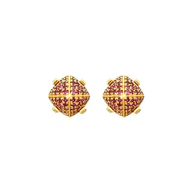 GOSHWARA Goshwara Sugarloaf 18K Yellow Gold Ruby and Diamond Stud Earrings by The Solist | Thumbnail 1