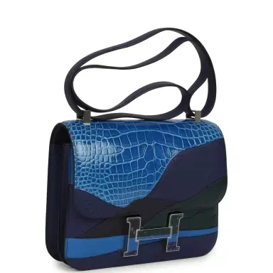 HERMÈS Hermes "Au Bout Du Monde" Constance 24 Bleu Zellige, Bleu Encre, Bleu Nuit, Vert Anglais, Shiny Alligator, Chevre, Swift, Sombrero, Box, Lacquered Palladium Hardware | Thumbnail 2