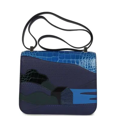 HERMÈS Hermes "Au Bout Du Monde" Constance 24 Bleu Zellige, Bleu Encre, Bleu Nuit, Vert Anglais, Shiny Alligator, Chevre, Swift, Sombrero, Box, Lacquered Palladium Hardware | Thumbnail 4
