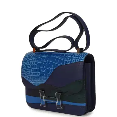 HERMÈS Hermes "Au Bout Du Monde" Constance 24 Bleu Zellige, Bleu Encre, Bleu Nuit, Vert Anglais, Shiny Alligator, Chevre, Swift, Sombrero, Box, Lacquered Palladium Hardware | Thumbnail 5