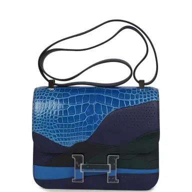 HERMÈS Hermes "Au Bout Du Monde" Constance 24 Bleu Zellige, Bleu Encre, Bleu Nuit, Vert Anglais, Shiny Alligator, Chevre, Swift, Sombrero, Box, Lacquered Palladium Hardware | Thumbnail 1