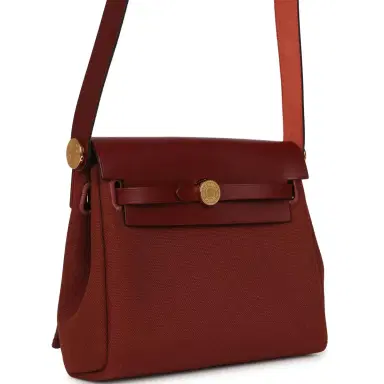 HERMÈS Hermes Herbag Zip 20 Mini Rouge H Toile Militaire Canvas and Vache Hunter Gold Hardware | Thumbnail 2 HERMÈS Hermes Herbag Zip 20 Mini Rouge H Toile Militaire Canvas and Vache Hunter Gold Hardware | Thumbnail 2