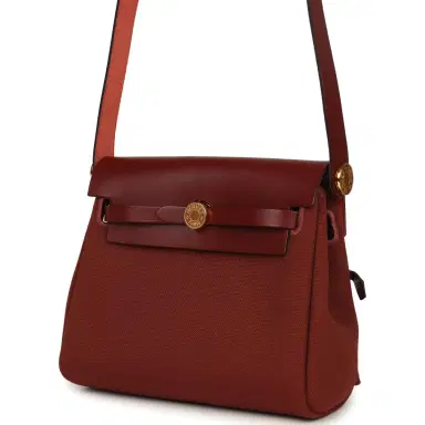 HERMÈS Hermes Herbag Zip 20 Mini Rouge H Toile Militaire Canvas and Vache Hunter Gold Hardware | Thumbnail 5 HERMÈS Hermes Herbag Zip 20 Mini Rouge H Toile Militaire Canvas and Vache Hunter Gold Hardware | Thumbnail 5