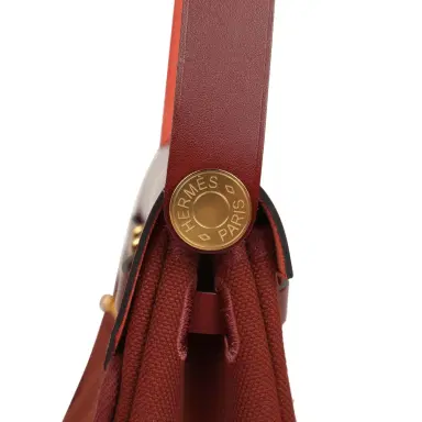 HERMÈS Hermes Herbag Zip 20 Mini Rouge H Toile Militaire Canvas and Vache Hunter Gold Hardware | Thumbnail 6 HERMÈS Hermes Herbag Zip 20 Mini Rouge H Toile Militaire Canvas and Vache Hunter Gold Hardware | Thumbnail 6