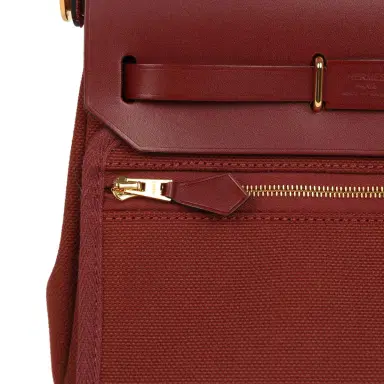 HERMÈS Hermes Herbag Zip 20 Mini Rouge H Toile Militaire Canvas and Vache Hunter Gold Hardware | Thumbnail 8 HERMÈS Hermes Herbag Zip 20 Mini Rouge H Toile Militaire Canvas and Vache Hunter Gold Hardware | Thumbnail 8