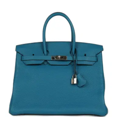 HERMÈS Pre-owned Hermes Birkin 35 Bleu de Galice Togo Palladium Hardware | Thumbnail 1 HERMÈS Pre-owned Hermes Birkin 35 Bleu de Galice Togo Palladium Hardware | Thumbnail 1