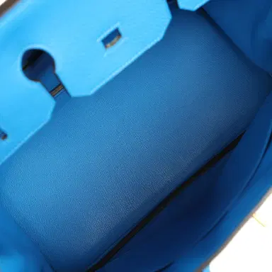 HERMÈS Pre-owned Hermes Birkin 35 Bleu Hydra Clemence Gold Hardware | Thumbnail 8 HERMÈS Pre-owned Hermes Birkin 35 Bleu Hydra Clemence Gold Hardware | Thumbnail 8