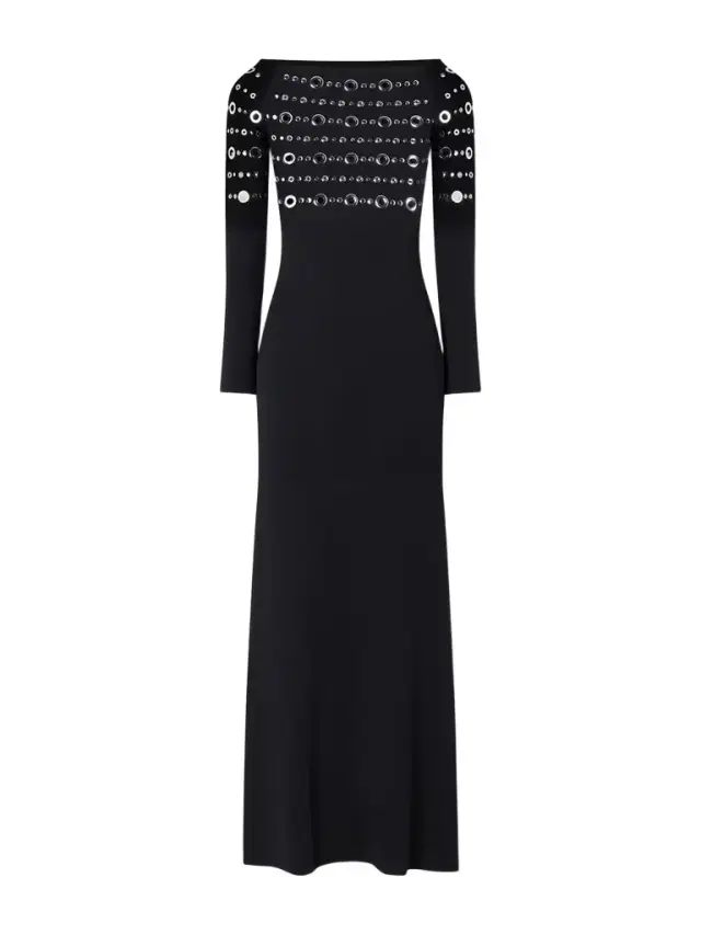 Eyelet-embellished Jersey Midi Dress