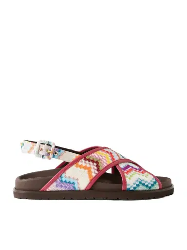 Missoni Allan Striped Leather-trimmed Lurex Sandals | Thumbnail 1 Missoni Allan Striped Leather-trimmed Lurex Sandals | Thumbnail 1