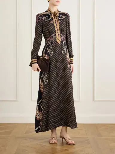 Etro Pussy-bow Printed Satin Midi Dress | Thumbnail 2 Etro Pussy-bow Printed Satin Midi Dress | Thumbnail 2