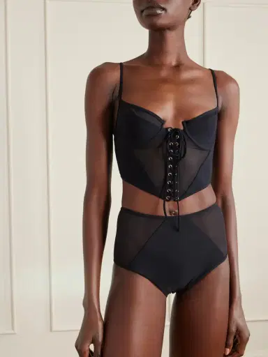 Kiki de Montparnasse Peep Tulle-trimmed Corset Bikini Top | Thumbnail 2 Kiki de Montparnasse Peep Tulle-trimmed Corset Bikini Top | Thumbnail 2