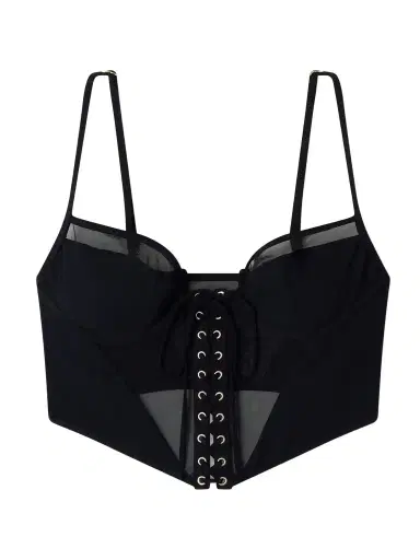 Kiki de Montparnasse Peep Tulle-trimmed Corset Bikini Top | Thumbnail 1 Kiki de Montparnasse Peep Tulle-trimmed Corset Bikini Top | Thumbnail 1