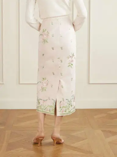 Erdem Floral-embroidered Cotton-faille Midi Skirt | Thumbnail 4 Erdem Floral-embroidered Cotton-faille Midi Skirt | Thumbnail 4