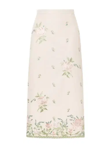 Erdem Floral-embroidered Cotton-faille Midi Skirt | Thumbnail 1 Erdem Floral-embroidered Cotton-faille Midi Skirt | Thumbnail 1