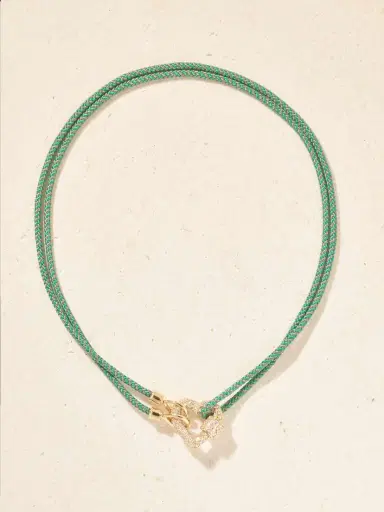 Marla Aaron 14-karat Gold, Diamond And Cord Necklace | Thumbnail 4 Marla Aaron 14-karat Gold, Diamond And Cord Necklace | Thumbnail 4