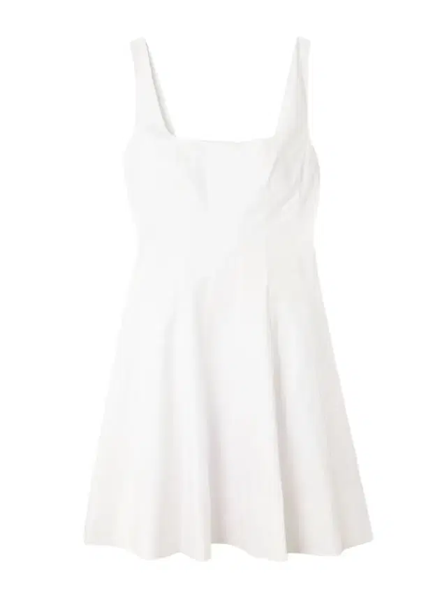 Staud Wells Pleated Cotton-blend Poplin Mini Dress