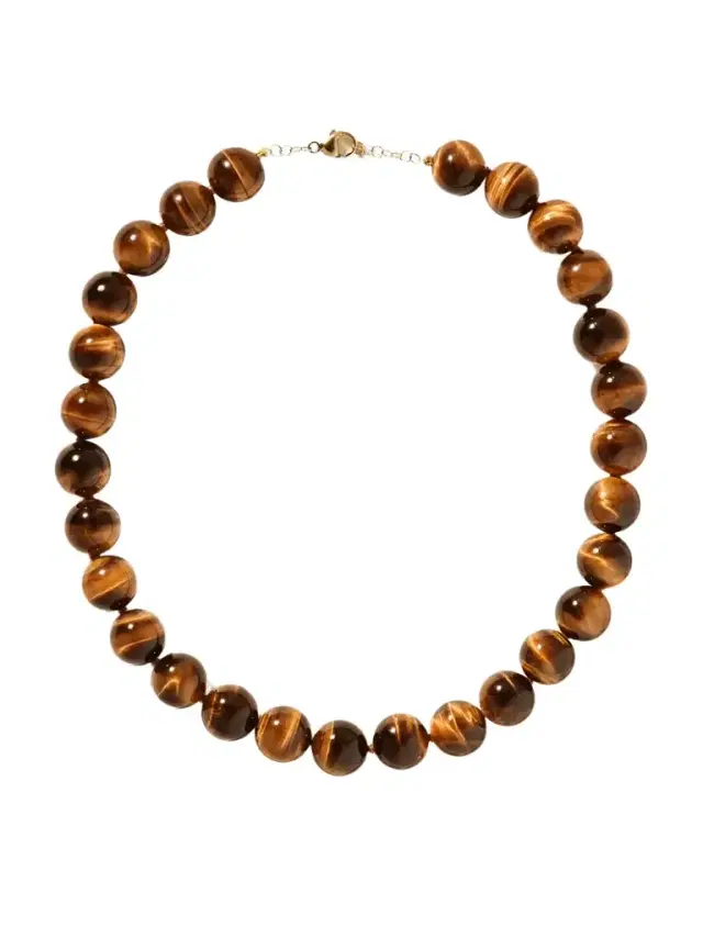 Oracle 14-karat Gold, Tiger's Eye And Crystal Necklace