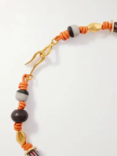 TOHUM Samsara Gold-plated, Leather, Shell, Onyx And Recycled-glass Necklace | Thumbnail 3 TOHUM Samsara Gold-plated, Leather, Shell, Onyx And Recycled-glass Necklace | Thumbnail 3