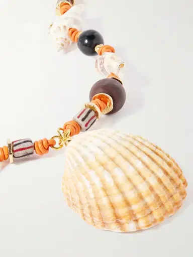 TOHUM Samsara Gold-plated, Leather, Shell, Onyx And Recycled-glass Necklace | Thumbnail 4 TOHUM Samsara Gold-plated, Leather, Shell, Onyx And Recycled-glass Necklace | Thumbnail 4