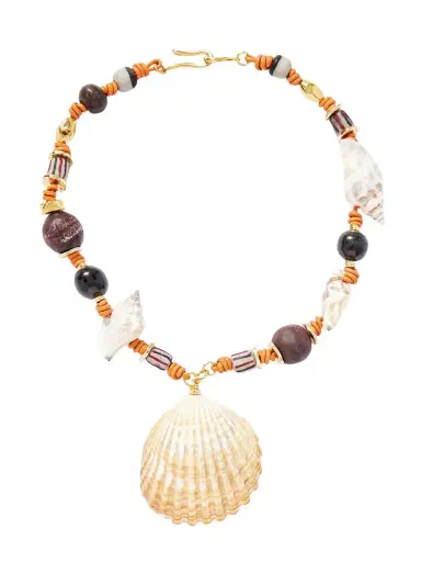 TOHUM Samsara Gold-plated, Leather, Shell, Onyx And Recycled-glass Necklace | Thumbnail 1 TOHUM Samsara Gold-plated, Leather, Shell, Onyx And Recycled-glass Necklace | Thumbnail 1