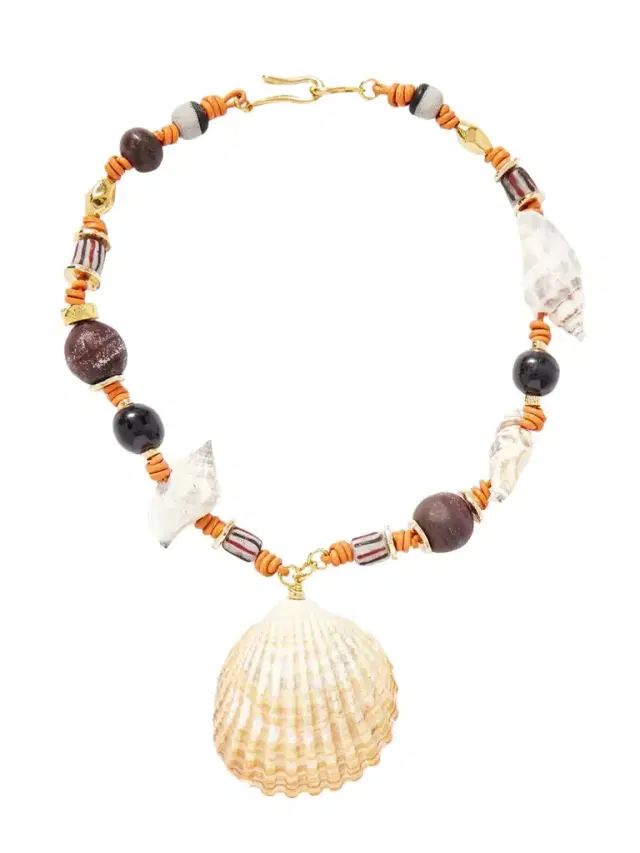 Samsara Gold-plated, Leather, Shell, Onyx And Recycled-glass Necklace
