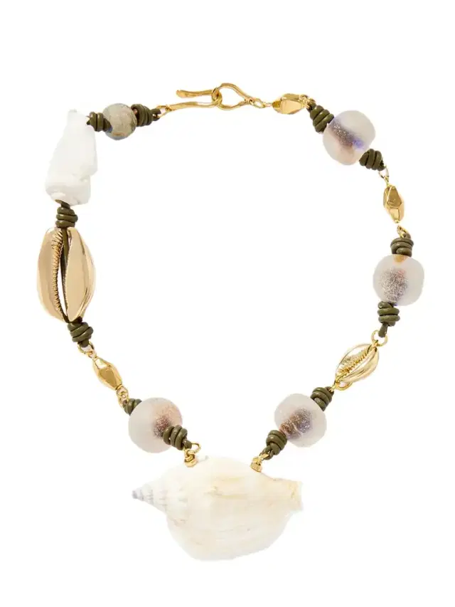 Samsara Gold-plated, Leather And Shell Necklace