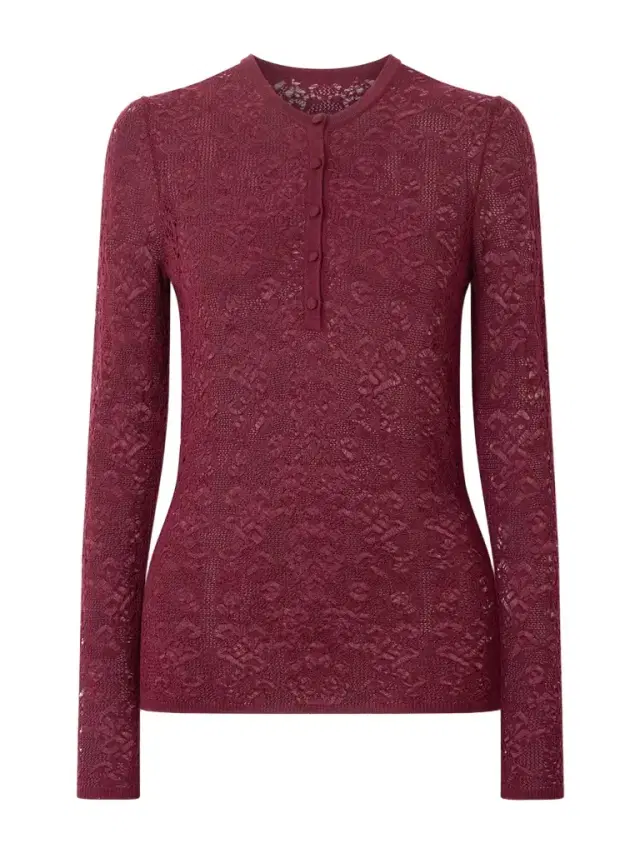 Gaviran Pointelle-knit Wool Henley Top