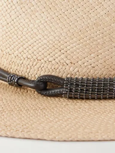 Brunello Cucinelli Embellished Ribbon-trimmed Straw Hat | Thumbnail 4 Brunello Cucinelli Embellished Ribbon-trimmed Straw Hat | Thumbnail 4