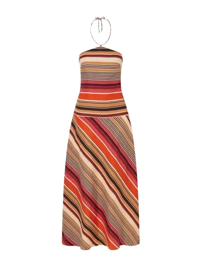Clara Striped Linen Maxi Dress