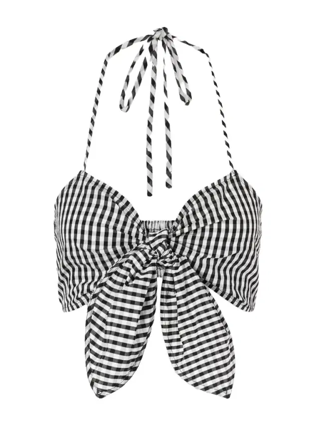 Onda Knotted Checked Cotton Top