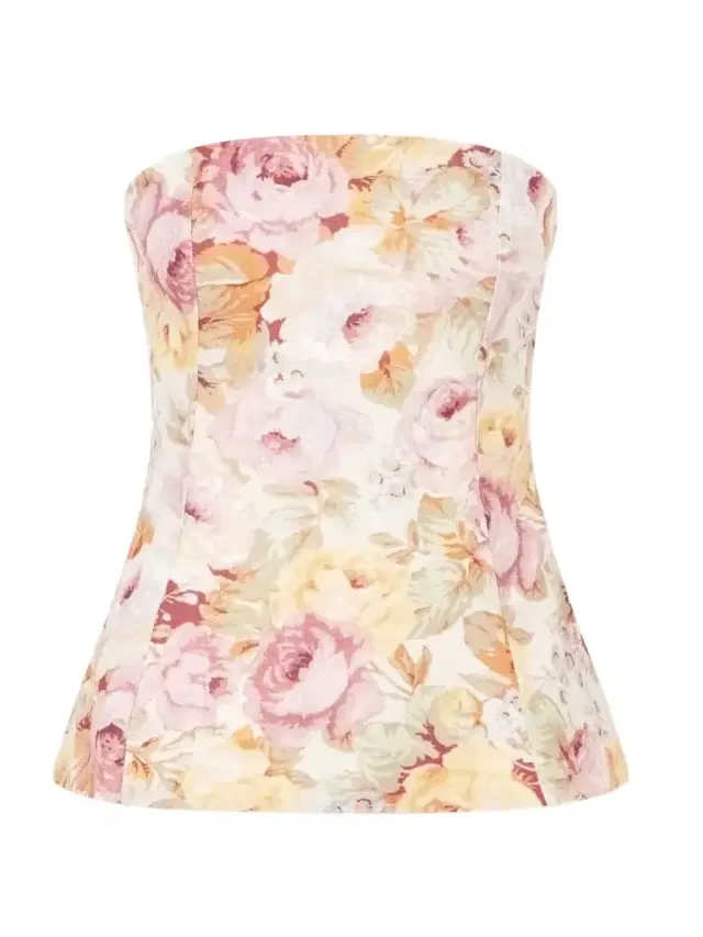 Petro Strapless Floral-print Linen Top