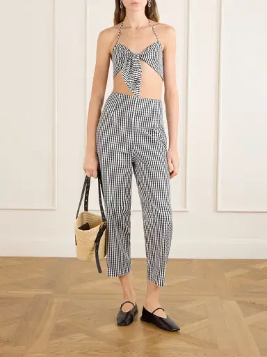 Faithfull Claudine Checked Cotton Straight-leg Capri Pants | Thumbnail 2
