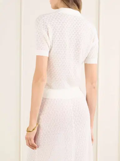 Faithfull Lenna Pointelle-knit Cotton-blend Polo Shirt | Thumbnail 3