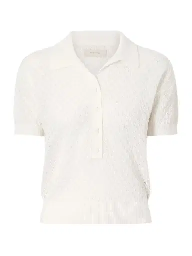 Faithfull Lenna Pointelle-knit Cotton-blend Polo Shirt | Thumbnail 1