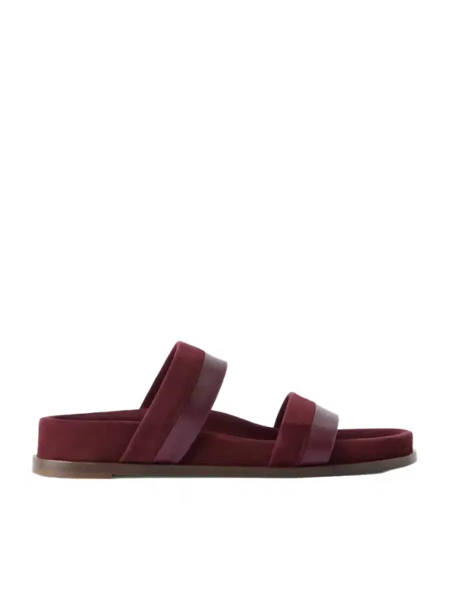 Low Striker Paneled Suede And Leather Sandals
